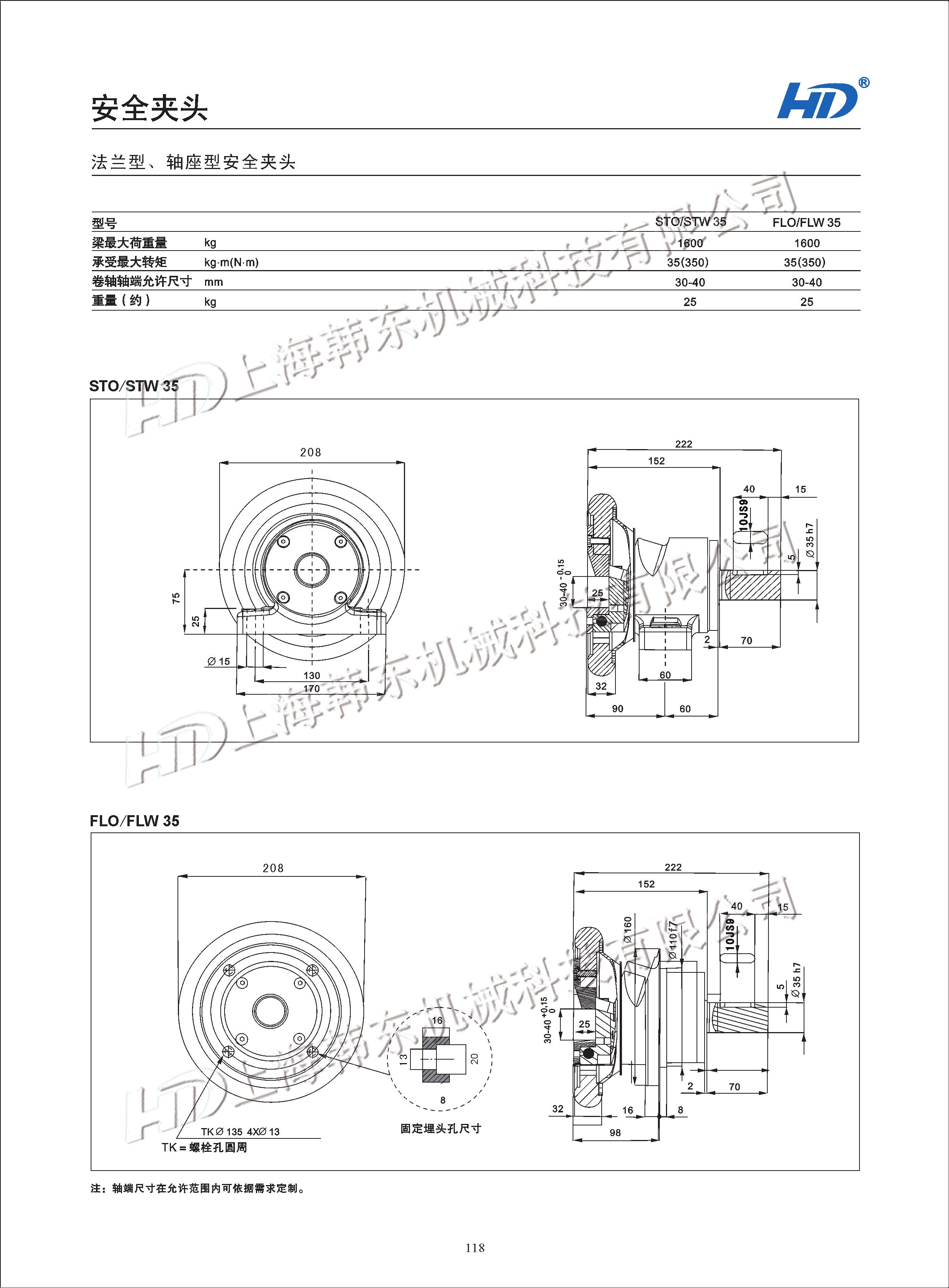 法蘭型安全夾頭FLO/FLW35參數 法蘭型安全夾頭